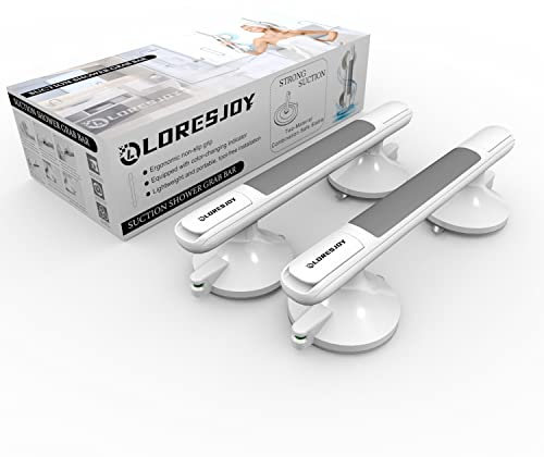 LORESJOY Shower Handles for Elderly Suction, 2 Pack Grab Bars for Bathtubs and Showers, Suction Grab Bars for Shower, Heavy Duty No Drilling Shower Bars Safety for Seniors