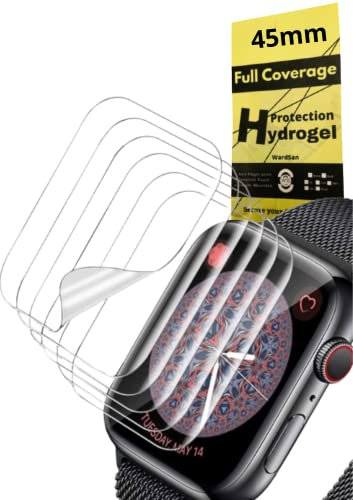 WardSan [ 7 Stück Displayschutzfolie Hydrogel Apple Watch 45 mm Serie 8/7 | HD Qualität ultradünn | TPU Schutz für iWatch ohne Blasen | kratzfest | einfach zu installieren