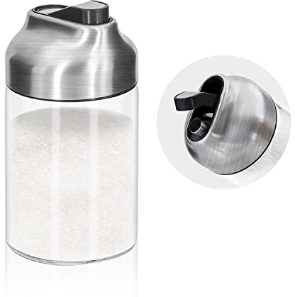 Aelga Glass Sugar Dispenser with Pour Spout, Weighted Pourer, for Coffee,Tea and Baking