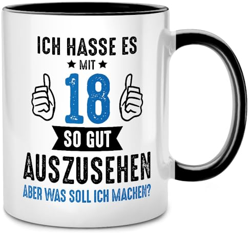 Seness Ich hasse es mit 18 so gut auszusehen Tasse mit Spruch, 18 Geburtstag Geschenkidee, Lustige Geschenke zum 18 Geburtstag, Geschenk Mann Junge Mädchen, Geburtstagsgeschenk Becher