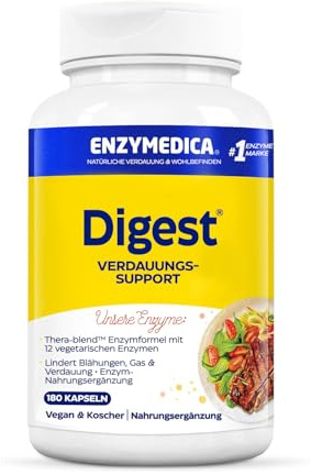 Enzymedica - Digest, schnell wirkende Enzym-Formel, reduziert Gase und Blähungen, verbessert die Nährstoffaufnahme und Energie, glutenfrei, milchfrei, vegetarisch, 180 Kapseln
