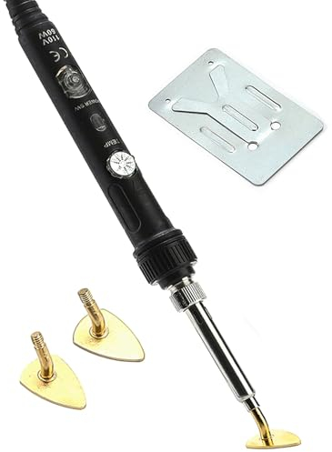 Plancha pequeña de 80 W para pequeñas manualidades, parches, ropa, zapatos, sombreros, temperatura ajustable, fácil de usar, con puntas de hierro reemplazables (negro)