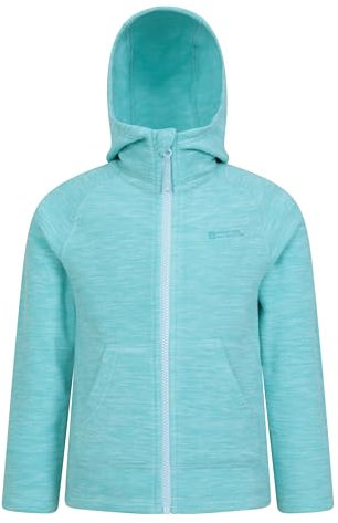 Mountain Warehouse Snowdonia II Kids Hoodie - Full-zip Microfleece Top with Front Pockets for Boys & Girls - Best for Spring Summer, Camping, Outdoors & Hiking Turquois 5-6y