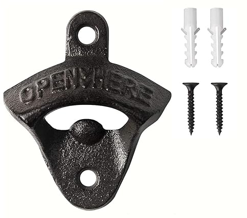 AMD Nexus Bottle Opener Wall Mounted, Beer Wall Bottle Opener, Wine Metal Wall Mounted Bottle Opener Outddor and Indoor, Cast Iron (1 Wall Mount Opener)