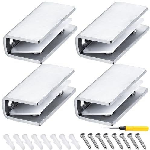 Reggimensola Vetro Morsetto per Vetro Acciaio Inox 4 Pezzi 8-12mm Morsetto di Vetro Supporto Vetro Regolabile, Adatto per Scale,Balconi, Vetri, Ringhiere