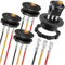 MKBKLLJY Lot de 4 coques d'interrupteurs à bascule rondes DC 12 V 20 A 24 V 10 A - Interrupteur à bascule jaune lumineux à DEL SPST 3 broches On Off 12 V CC pour voiture, bateau, camping-car avec fils