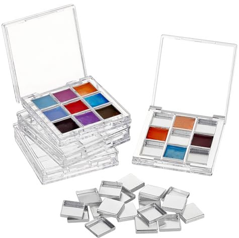 AHANDMAKER Lot de 4 palettes d'aquarelle vides en métal transparent avec couvercle pour fard à paupières, peinture acrylique et peinture à l'huile