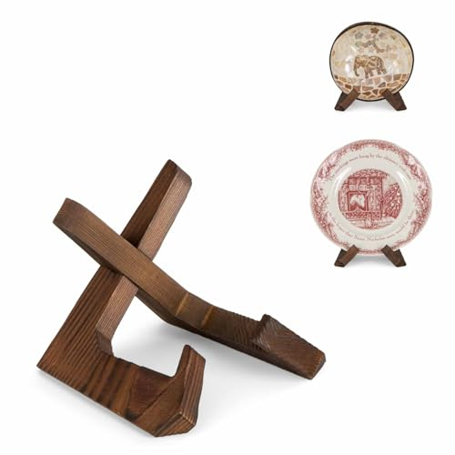 ANBOXIT Bowl Stands for Display, 3,5 Inch Plate Holder, Wooden Easel Frame Holder, Display Stand for Large Deep Platters and Dishes, 12,2 x 10 x 9cm (For Bowls under 6,3cm in Depth)