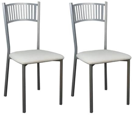 SHIITO | Pack de 2 Sillas de Cocina | Asientos de Polipiel Blanco | Modelo Sochi