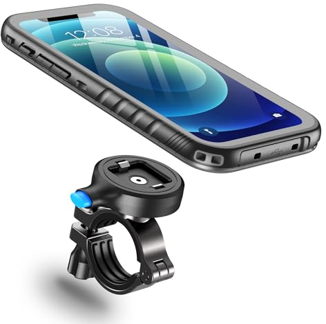 Cozycase Handyhalterung Fahrrad für iPhone 12/ iPhone 12 Pro Wasserdicht - 【EIN Knopf Entriegeln+Automatisches Schloss】 Bike Phone Holder/Mount Handy Halterung Motorrad Lenker Rennrad MTB Waterproof