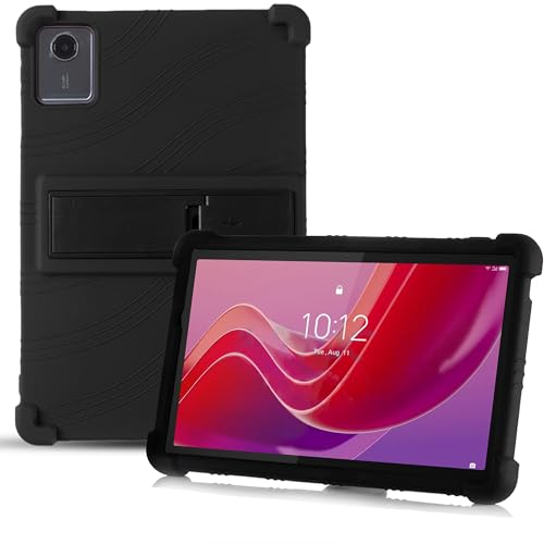 Heioloo Funda para Lenovo Tab M11, [Función de Soporte] Ultra Fina Carcasa Protectora Antigolpes con Cojín Esquina Parachoques, Flexible Suave Silicona Caso Delgada Anti-Choques - Negro