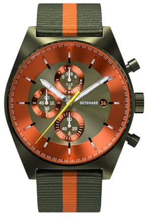 DeTomaso D10 Chrono Olive Orange Herren-Armbanduhr Analog Quarz Armband