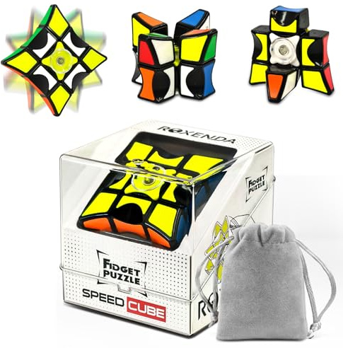 ROXENDA 1x3x3 Zauberwürfel, Cube und Spinner in Einem mit optimierten perfekt zum Stressabbau für Kinder