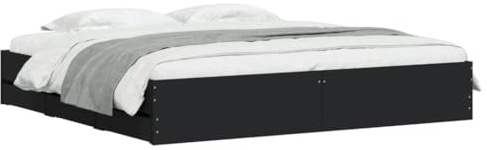 vidaXL Bettgestell, Bettrahmen mit Lattenrost, Bett Gästebett mit Schubladen, Doppelbett Schlafzimmerbett Schlafzimmermöbel, Schwarz 160x200cm Holzwerkstoff