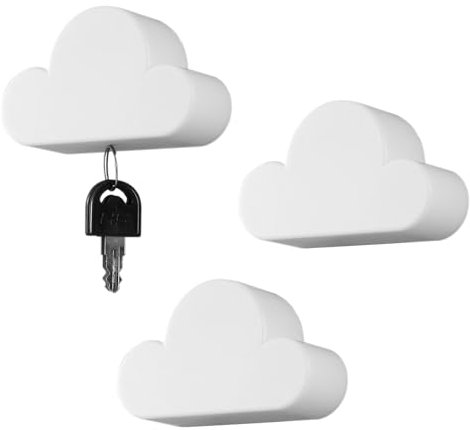 KSBBHDS Lot de 3 crochets muraux en forme de nuage, crochets porte-clés magnétiques, crochets auto-adhésifs, adaptés pour porte-clés, décapsuleurs, rasoirs et autres petits produits métalliques