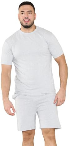 True Face Mens Pyjama Set Cotton T-Shirt Shorts Nightwear Loungewear Pj Gym Yoga Short Sleeve Top Casual Shorts Grey M