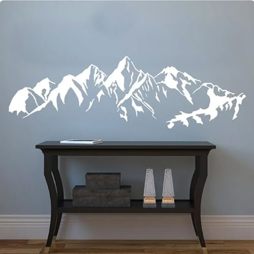 Wandtattoo Berge Wandtattoo Landschaft Home Decor Für Wohnzimmer Schlafzimmer Wandaufkleber,Weiß,184x56cm