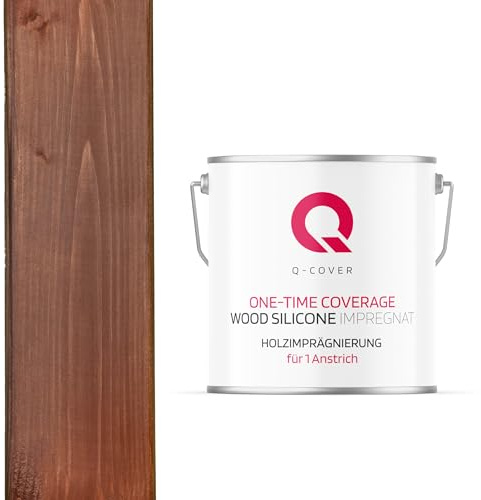 Q-COVER Holzimprägnierung Für 1 Anstrich | Braun 5L | Holzschutz | 2 In 1 | Grundierung Mit Schutz | Farbimprägnierung | Imprägniermittel | Innen & Außen
