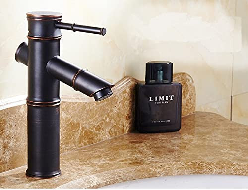 Robinets de lavabo noir bronze cascade robinet bambou haute arche salle de bain robinets mitigeur eau chaude et froide (ZJC02-B)