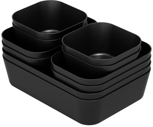 Homhut Organizador Cajones, Antideslizante, 10 Piezas 3 Tamaños, Cajones Organizadores Plastico, Organizadores de Cajones, Makeup Organizer para Maquillaje, Oficina, Baño y Cocina