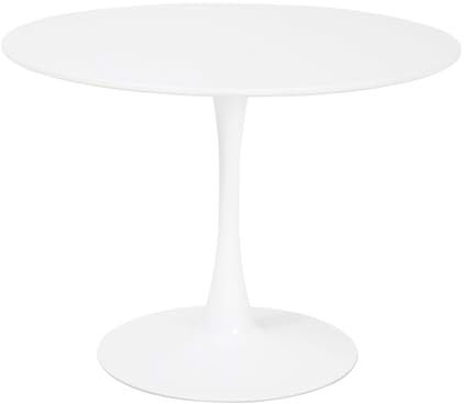 SENHO Table à Manger Ronde pour 4 à 5 Personnes diamètre 100 cm, Finition laquée Mate Blanche, Base Ronde en métal avec revêtement en epoxy Blanc - Tulips