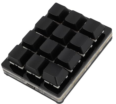 Elprico Mechanische Gaming-Tastatur mit 12 Tasten, Einhandtastatur, Kabelgebundene USB-C-Tastatur, Programmierbare und Im Laufenden Betrieb Austauschbare Tastatur, Programmierbare (Black)