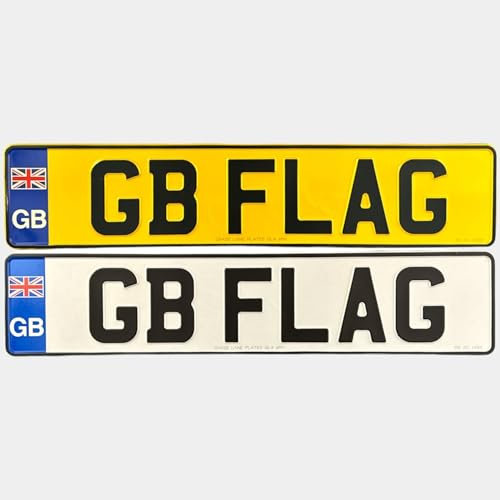 Metal Pressed Number Plate - 520mm x 111mm GB Badge - Pair of 2 Plates