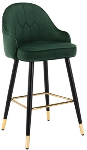 GOOPEEG Barhocker Barhocker Samt Thekenhocker Mit Rückenlehne Metall Gepolsterter Sitz Hocker Hohe Hocker Barstuhl Barstuhl(Grün,Sitting Height 75cm)