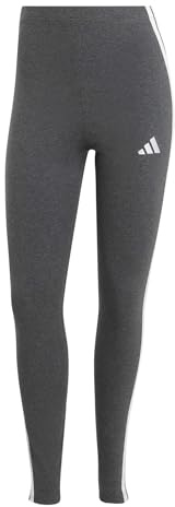adidas Damen ESSENTIALS 3-STRIPES COTTON LEGGINGS, dark grey heather/white, XL