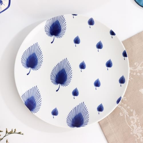 AEVVV Plato de porcelana con diseño floral de 7.9 pulgadas, vajilla esmaltada azul y blanco, estilo Gzhel, plato plano redondo, platos calientes, ajuste de mesa de porcelana