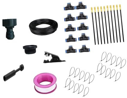 Fonowx Kit de de Riego Automático con Boquillas Ajustables para Césped Y Jardín, Manguera de