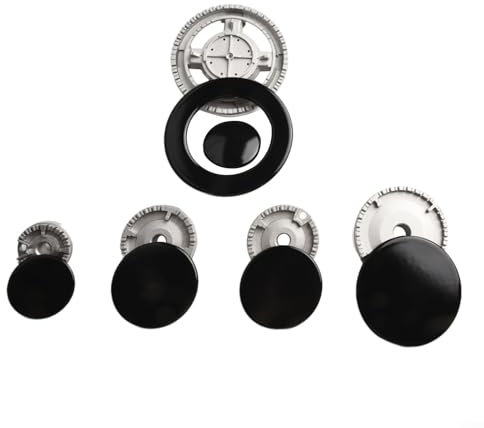 6 Burner Caps 5 Diffusers Set Gas Oven Stove Cap Kits for Sabaf Stoves Crown Flame Covers Replacement Part (Flat)