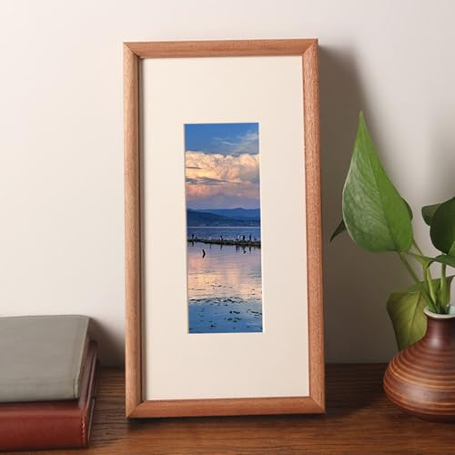 Stfery Bilderrahmen 15x40 cm Eiche, Tischplatte & Wand,Rahmen Echtholz Abgerundeter Rand Hochzeit