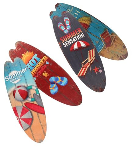 Ciieeo 4Stücke Holz Surfbrett Teiliges Wandverzierung Für Zuhause Hotel Und Bar Kreatives Wandholzhandwerk Für Frischen Look Und Sommerliche