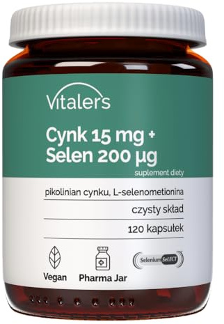 Vitaler's Zink 15 mg + Selen 200 μg - 120 Kapseln, Vegan, 4 Monate Nahrungsergänzung, ohne Konservierungsstoffe, reine Zusammensetzung
