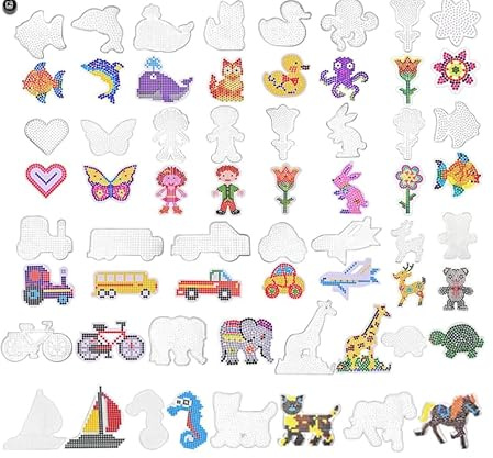 30 Pcs Hama Beads Pegboard Set - 5mm Clear Animal Shape Boards, DIY Fuse Bead Kit for Kids Crafting with 10 Ironing Papers, Including Craft Tray & Chain Accessories for Boys & Girls Creative Craft