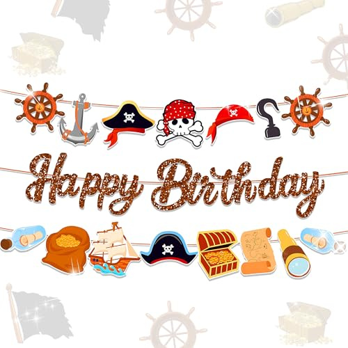 JeVenis Piraten Banner Girlande Schild Piraten Geburtstag Partyzubehör | Piraten Banner Girlande Schild Piraten Geburtstag Partyzubehör Für Piratenparty Dekoration Jungen Mädchen Pirate