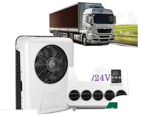 Climatiseur de stationnement électrique split 12000 BTU, système de climatisation 12 V/24 V for bus, camionnette, tracteur et camion Multi-Protection(12V White)