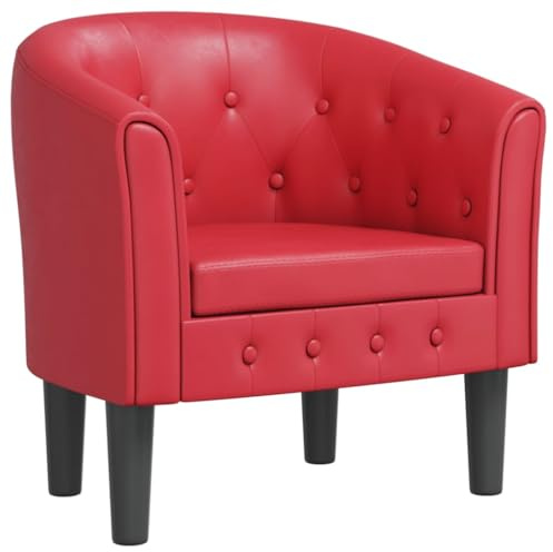 SDWEHO7 Clubsessel, bequemer Polstersessel mit Armlehnen, Loungesessel, Cocktailsessel für Wohnzimmer, Schlafzimmer, Wohnung, 70 x 56 x 68 cm Rot Kunstleder