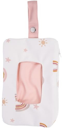 VICASKY Portable Baby Wipes Carrying Bag with Hanging Loop Lightweight Polyester-Cotton Small Cartoon Wipe Dispenser Bag for Travel and Stroller Use