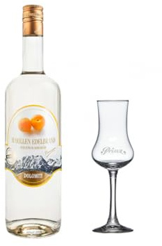 Dolomiti Marillen Edelbrand 40% vol. - Schnapset mit Prinz Glas