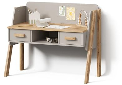 Livinity Schreibtisch Mailo, Grau/Artisan, 97 x 80 cm | Funktionale Organisation für kleine Räume