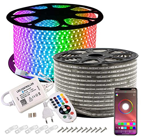 LED Streifen, GreenSun LED Lighting 30M RGB LED Strip, Bluetooth Kontrolliert Lichtband 24 Tasten Fernbedienung Lichterschlauch, Wasserdicht IP65 Lichterkette für Weihnachten, Party, Haus Deko