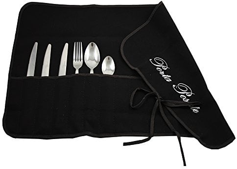 Magie di Casa Porte-Couverts en Tissu, 35 x 62 cm, brodé, pour 12 Couverts, emballé à 1 cm, fabriqué en Italie (Noir)