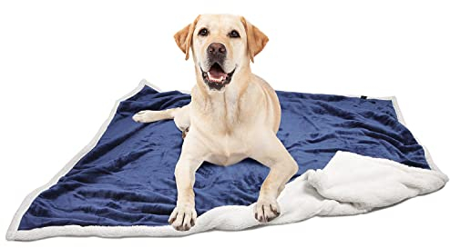 Fleece Hunde Decke Flauschig Waschbar Sherpa Plüsch Kuscheldecke Hundebett für Katzen Welpen Katzen, Blau