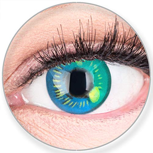 Funnylens Farbige Hellblaue Kontaktlinsen Anime Türkis Circle Lenses Heroes Of Cosplay Stark Deckend Ohne Stärke inkl. Linsenbehälter
