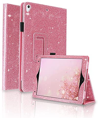FSCOVER Funda para iPad Air 2 / iPad Air,iPad 6.ª/5.ª Generación, Purpurina Carcasa Ligera Delgada Smart Cover con Soporte Plegables y Auto-Sueño/Estela para iPad 9.7 Pulgadas 2018/2017, Rosado