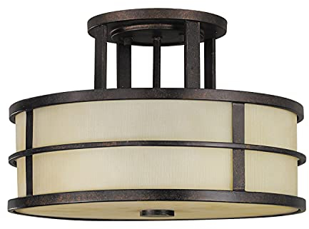 Licht-Erlebnisse Dekorative Premium Deckenleuchte SHOJI Creme Bronze 3-flammig Ø34cm Vintage Lampe Wohnzimmer Esszimmer