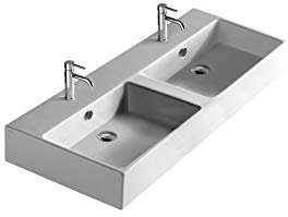 lavabo doppio bacino 120x46 cm installazione sospesa