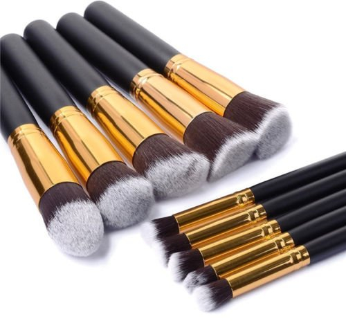 GLAMZA Make-up-Pinsel-Set, 10-teilig, professionelle Synthetik-Make-up-Pinsel – Premium-Pinsel für Grundierung, Concealer-Pinsel
